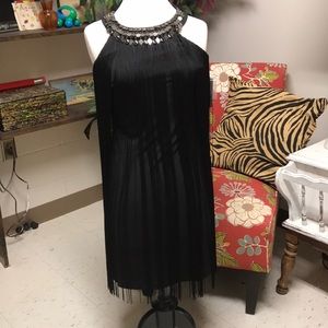 Black fringe dress.